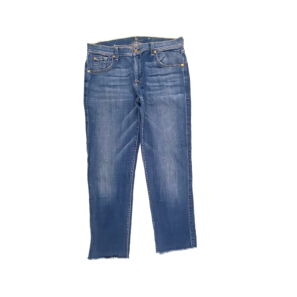 7 For all mankind The Relaxed Skinny Raw Hem Women's size 30 Blue Denim jeans